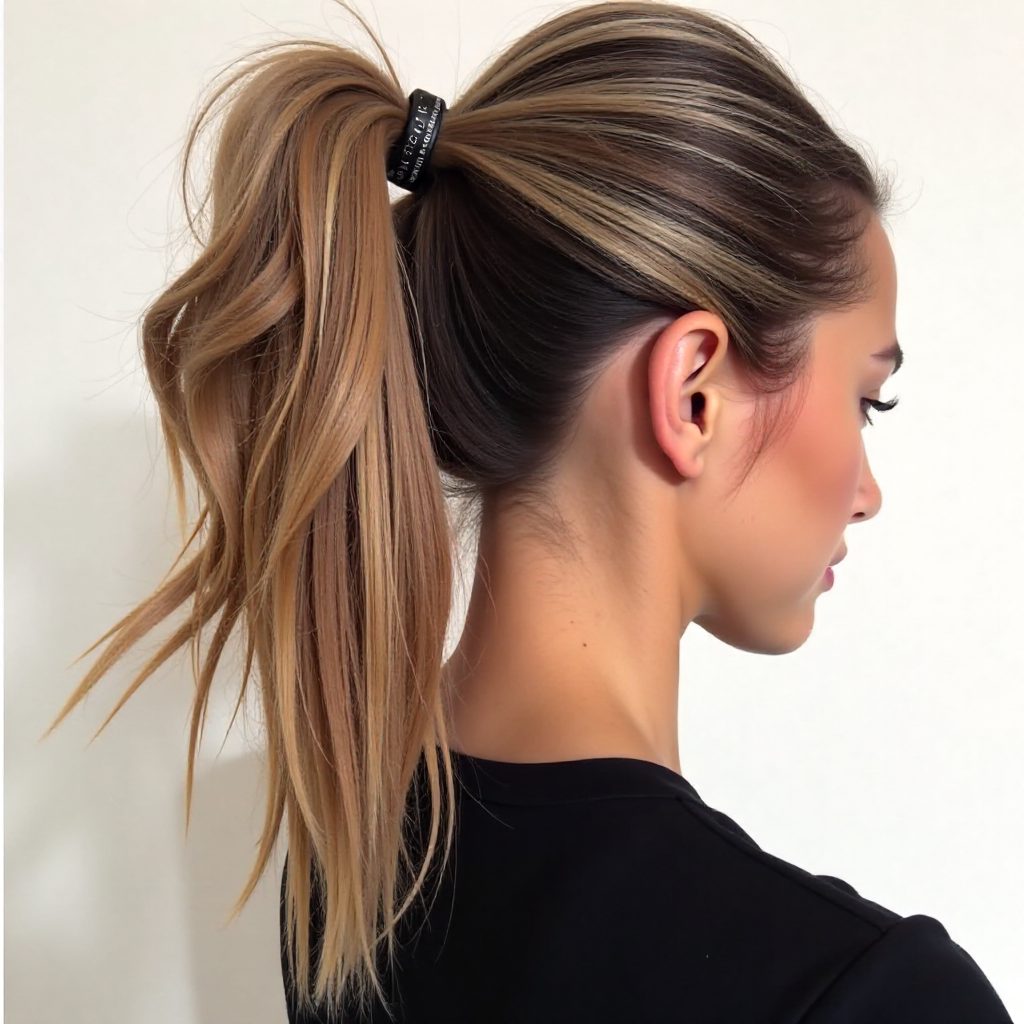Wavy Ponytail With A Wrap