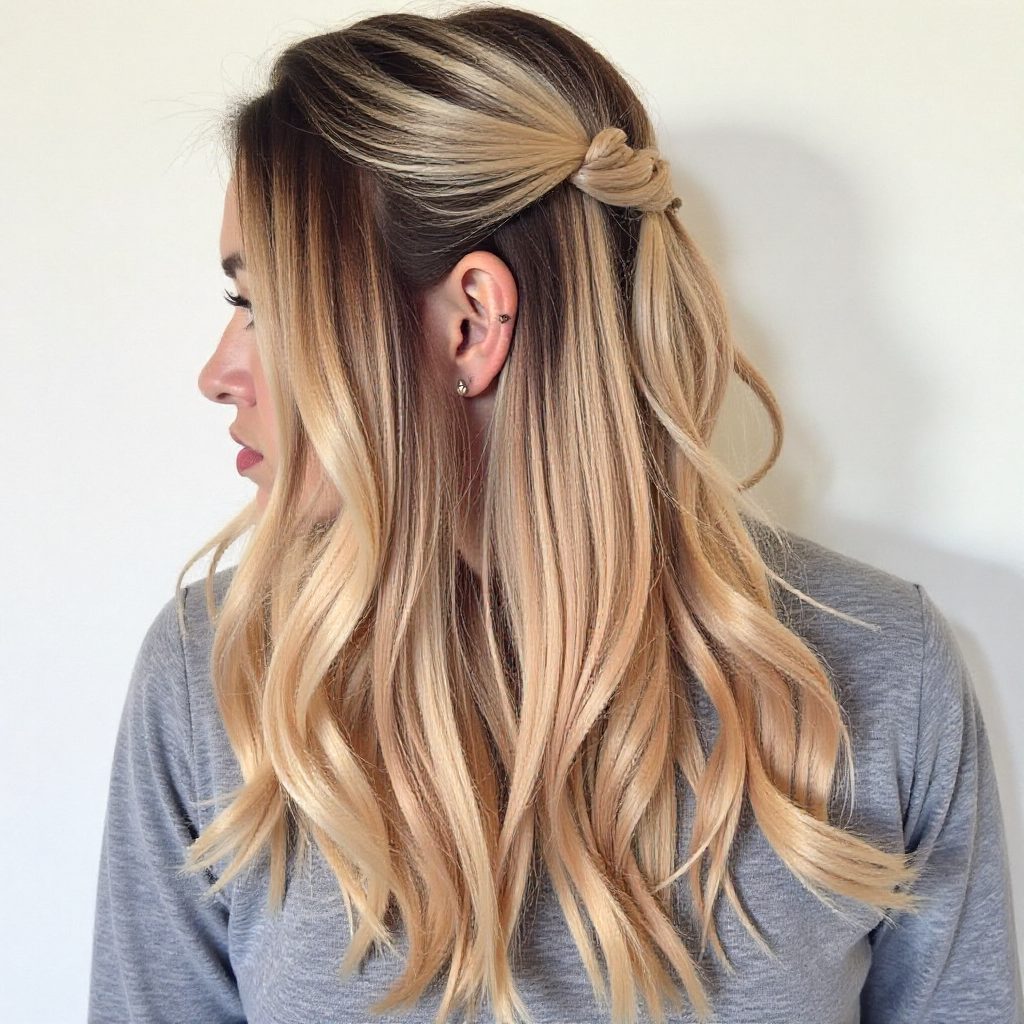 Knotted Half Updo For Long Hair