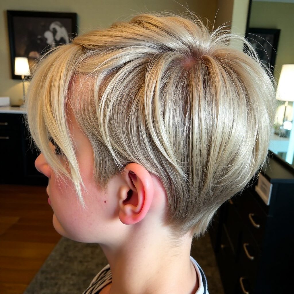 Long Blonde Pixie With Undercut