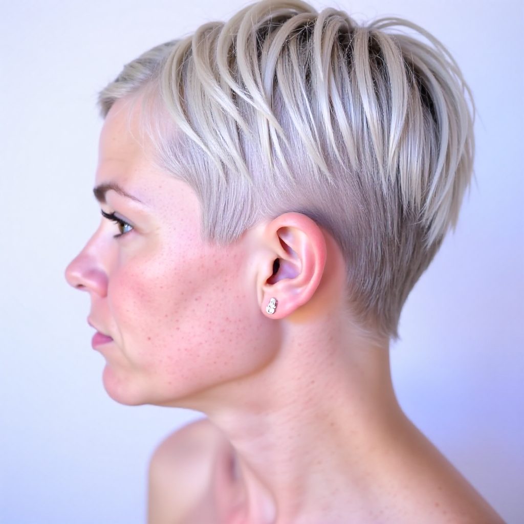 Blonde Pixie With Shaved Nape