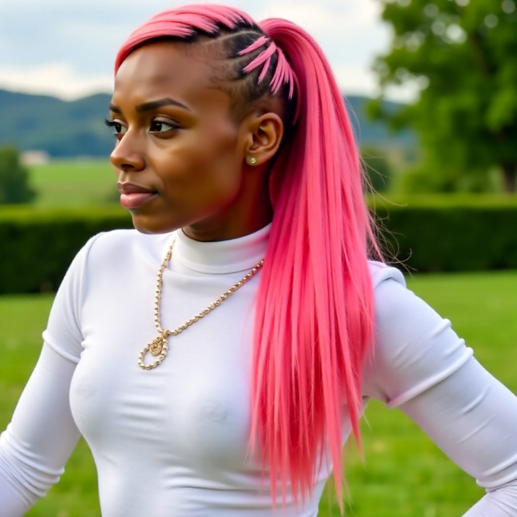 Electric Pink Mohawk Yarn Locs