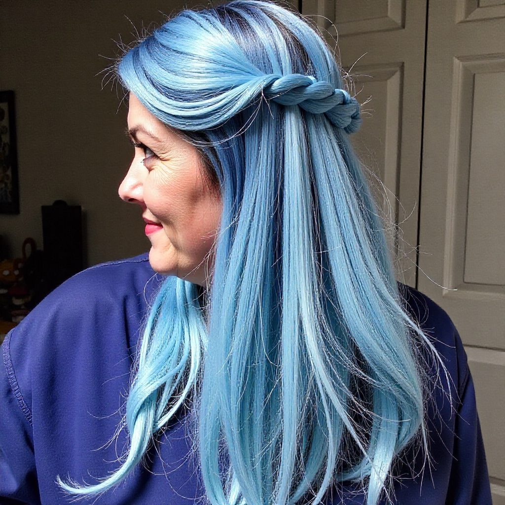 Blue And White Yarn Dreads