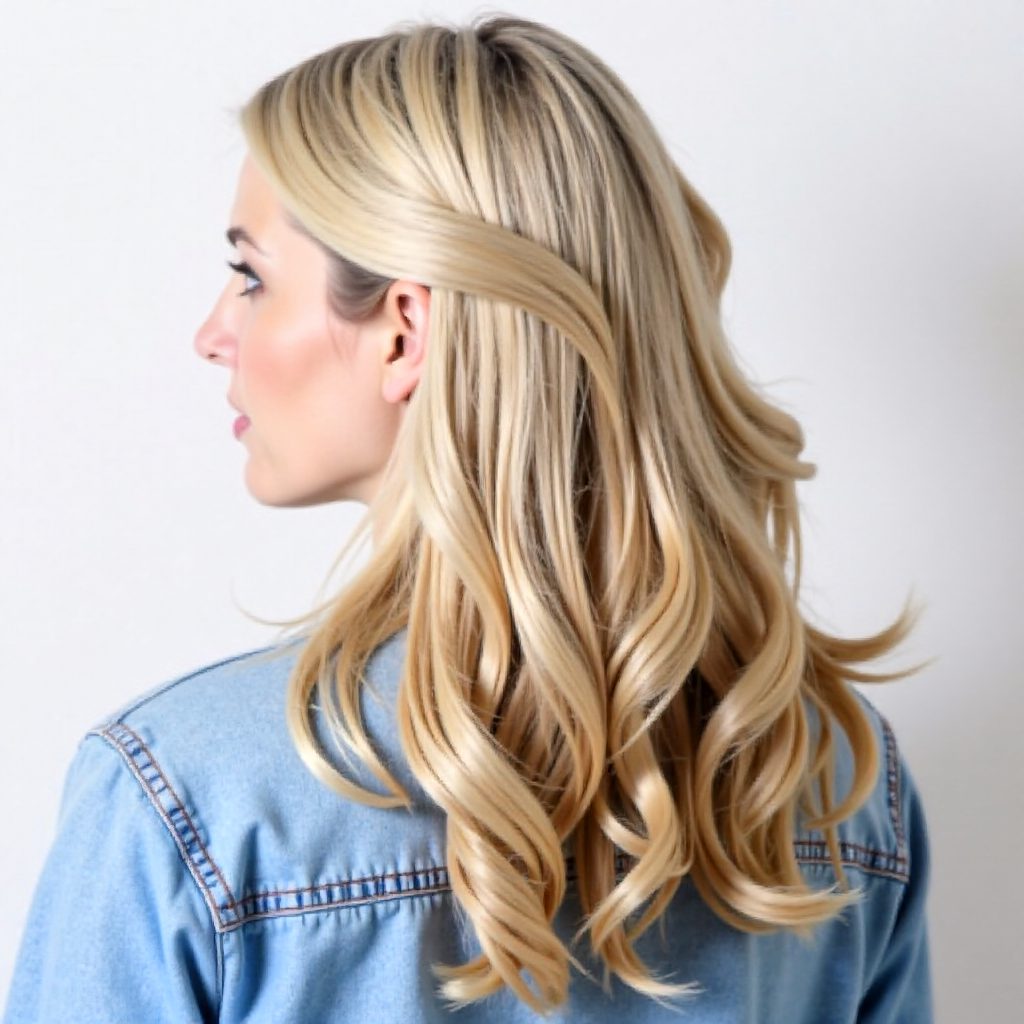Wavy Half Updo With A Bun