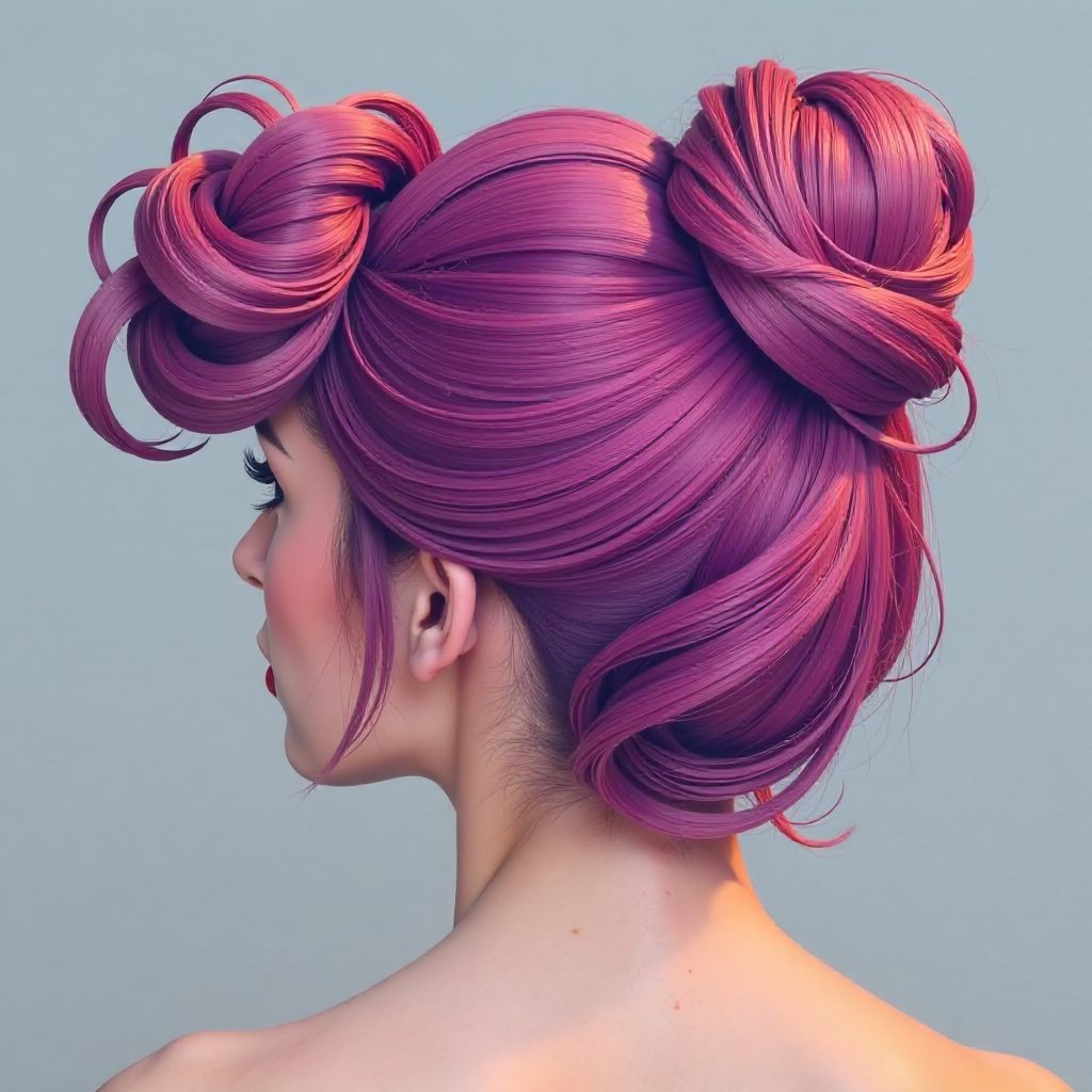 Pigtail Buns With Upside Down Braids