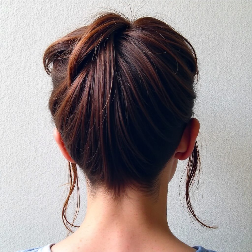 Messy High Bun With A Braid
