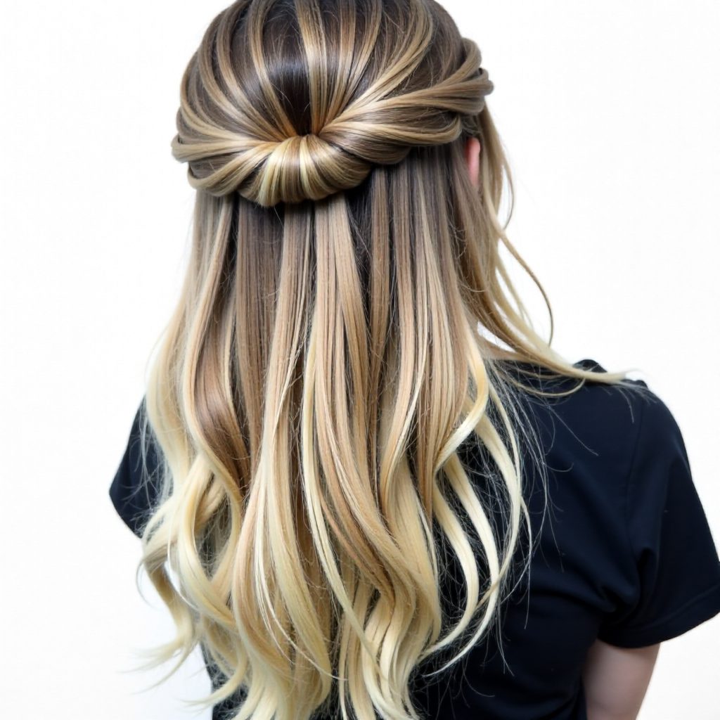 Double Half Up Bun With A Messy Braid