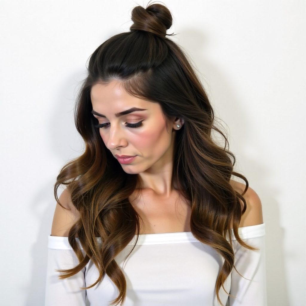 Messy Half Up Top Knot