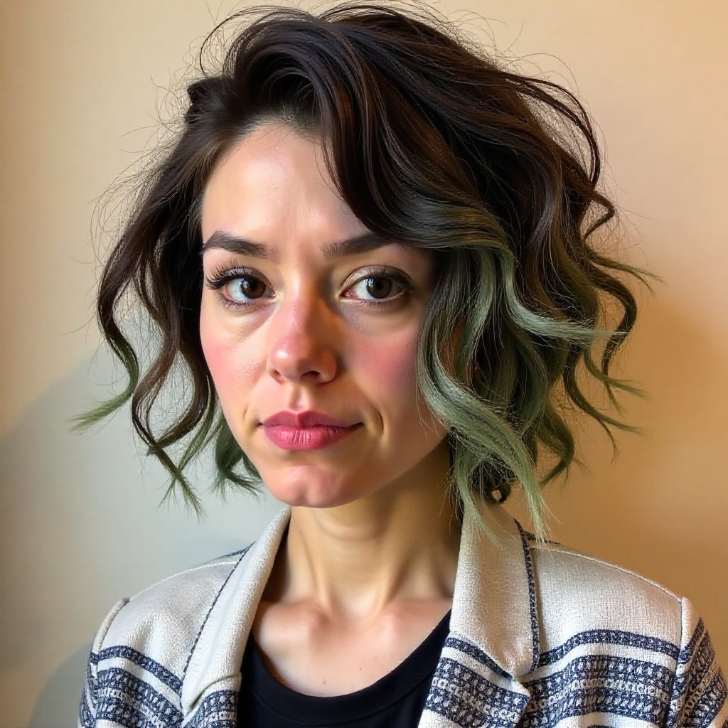 Loosely Permed Bronde Balayage Bob