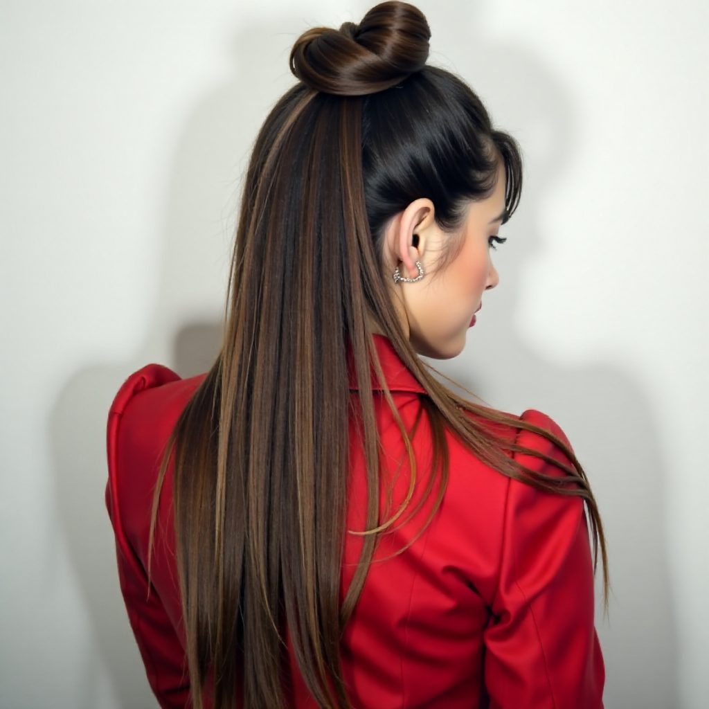 Half Up Top Knot With Bangs For Box Braids