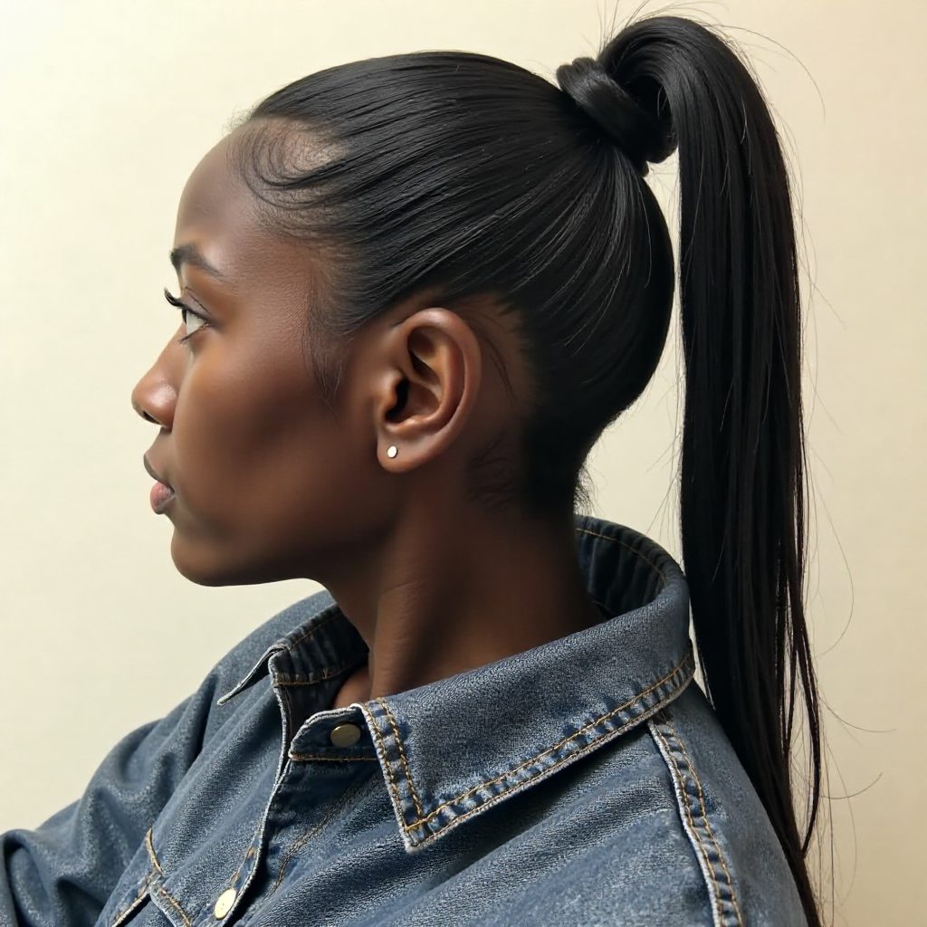 Thin Black Braids with Undercut Sides