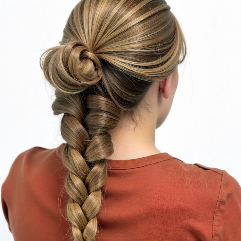 Wavy French Twist with Fishtail Hairstyle