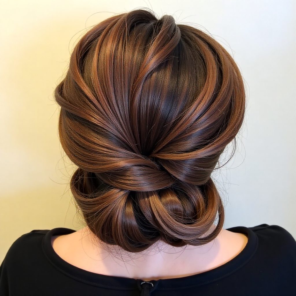 Curly Chignon Updo with Braids