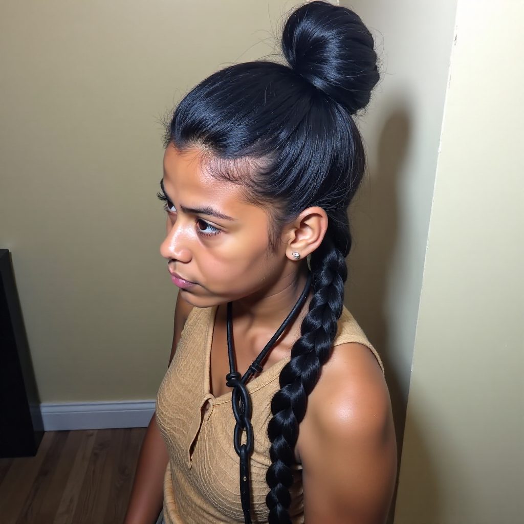 Bun Half Updo For Triangle Braids