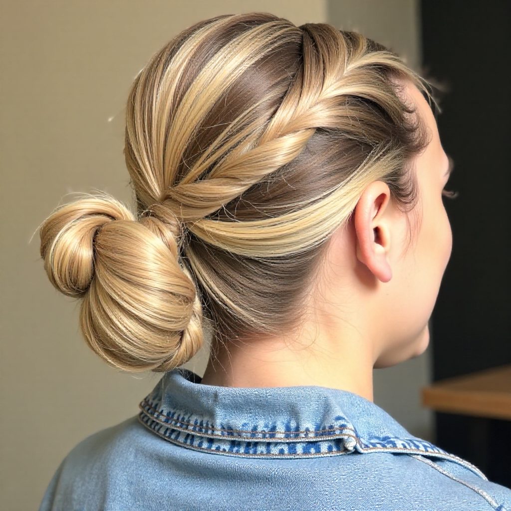 Curly Bun with a Braid