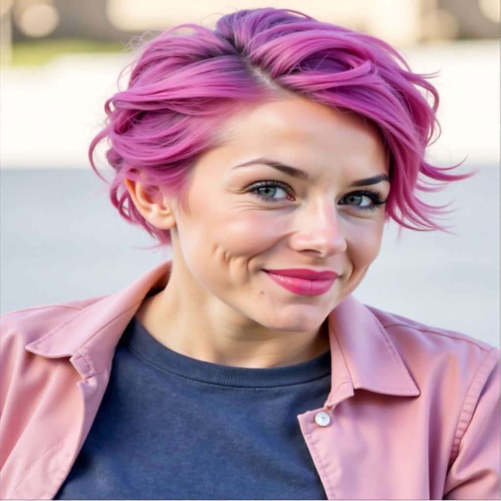 60+ Short Fuchsia Curls