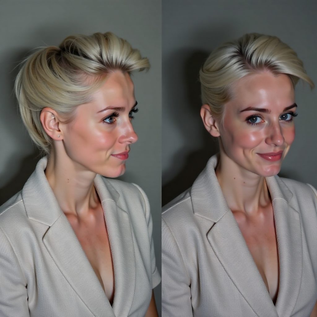 Natural Grey Pixie With Etched Side