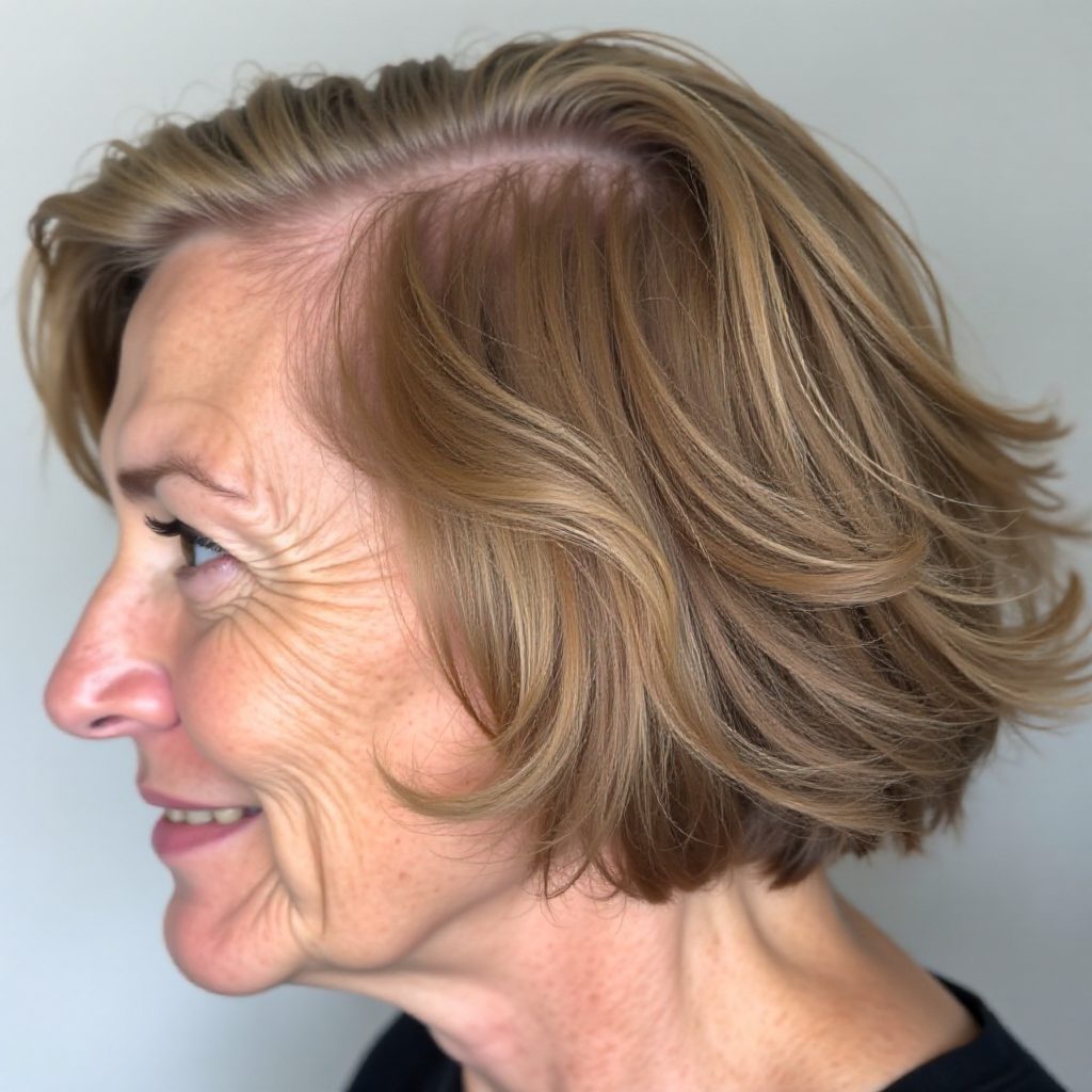Curly Layered Bob for Over 60