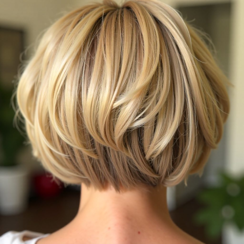 Rounded Short Bob with Long Layers
