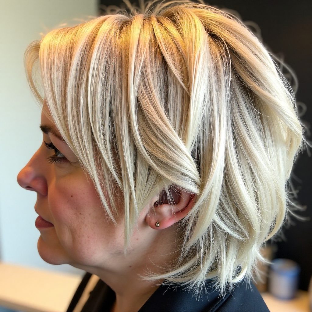 Blonde Bob for Over 50 with Razored Layers