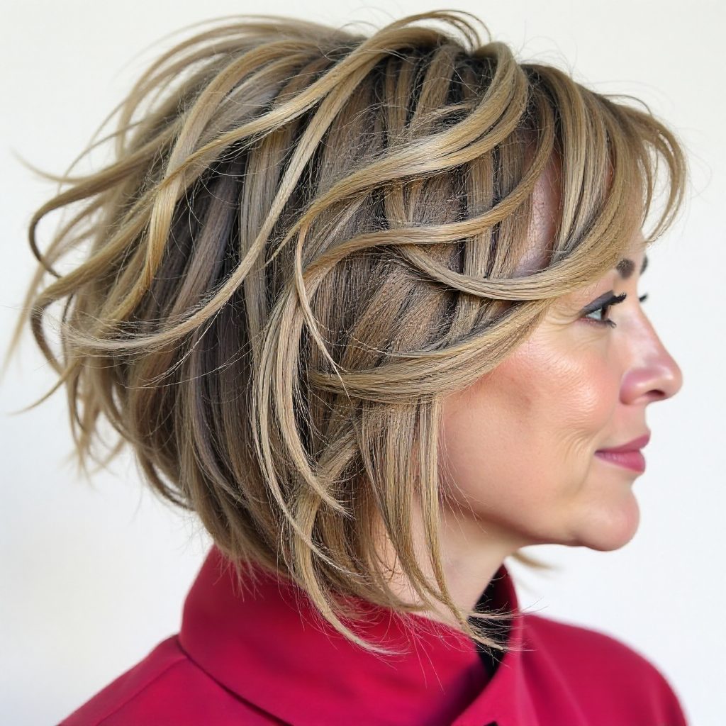 Inverted Curled Bob for over 50