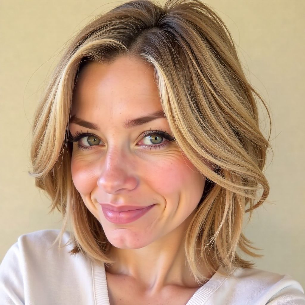Layered Bob with Chunky Highlights for Thin Hair