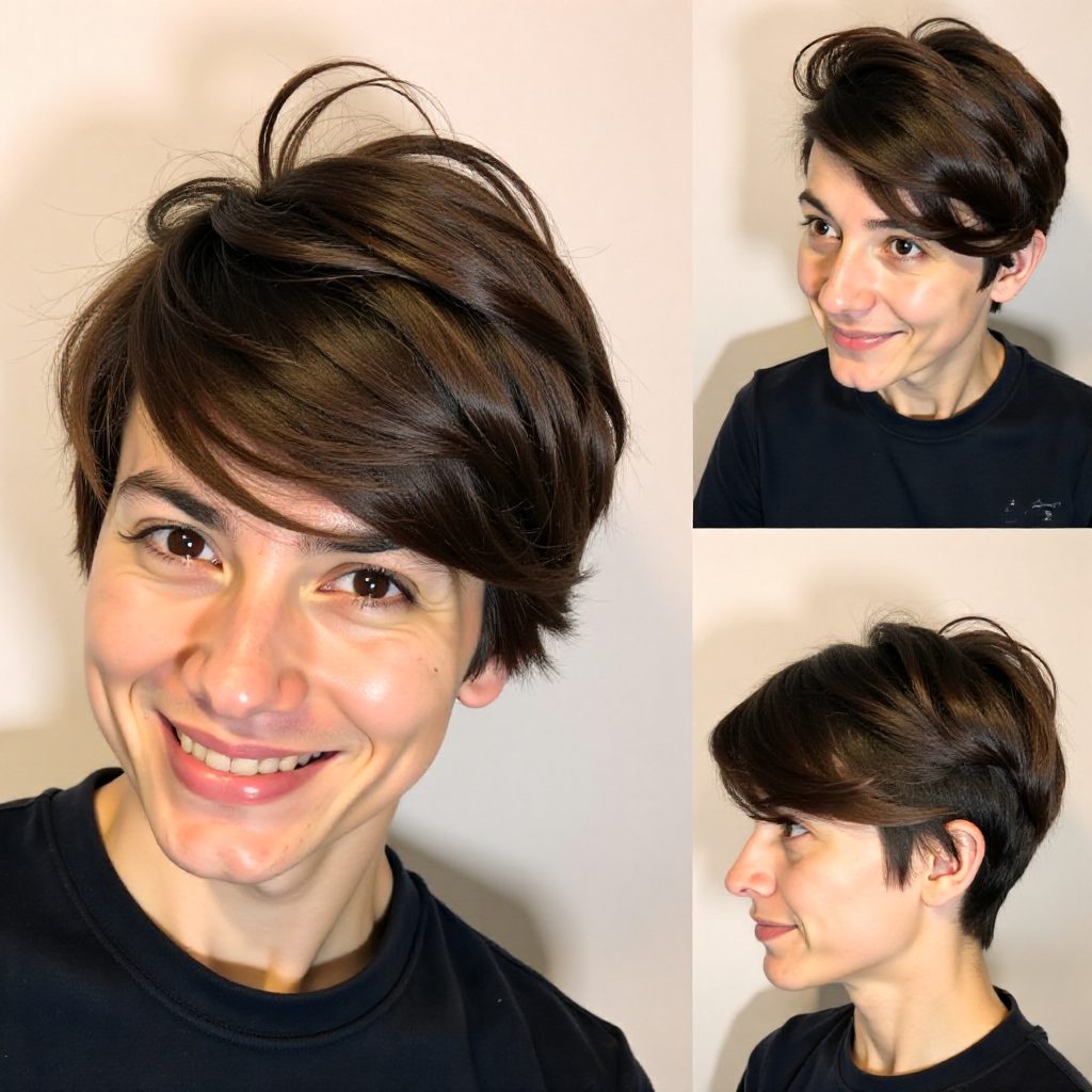 Pixie with Long Feathered Side Bangs
