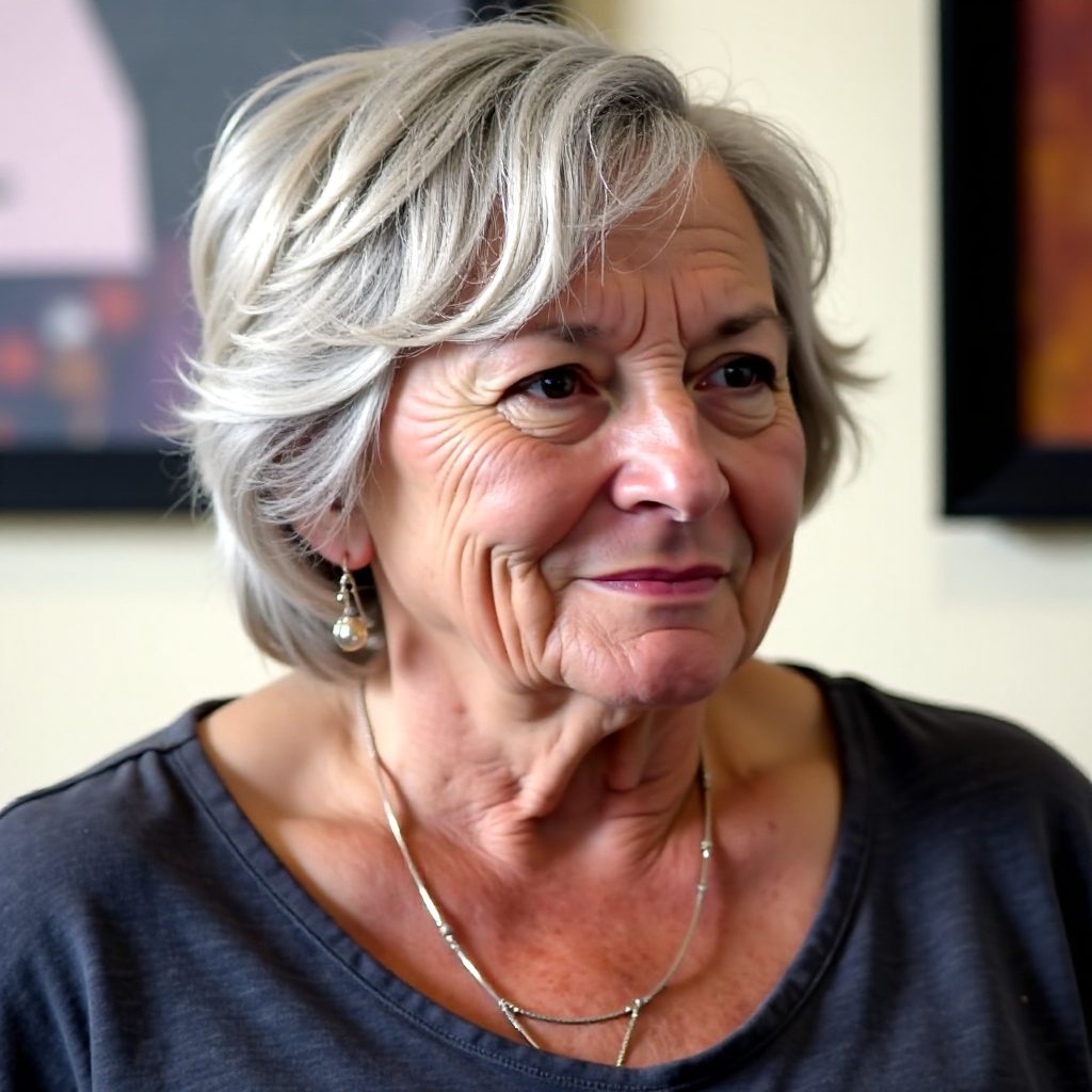 Spiky Gray Pixie Bob for over 60