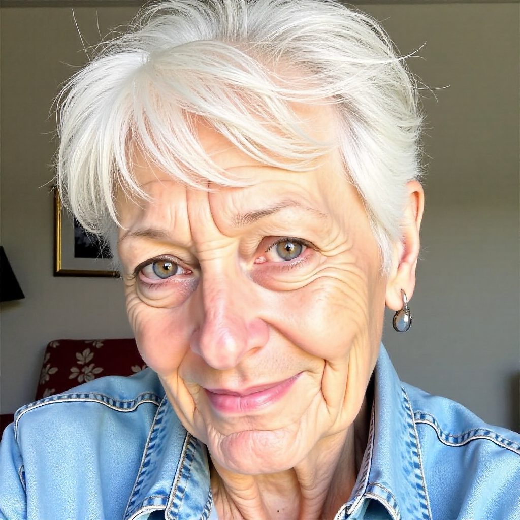 Sassy White Pixie Haistyle for Over 60