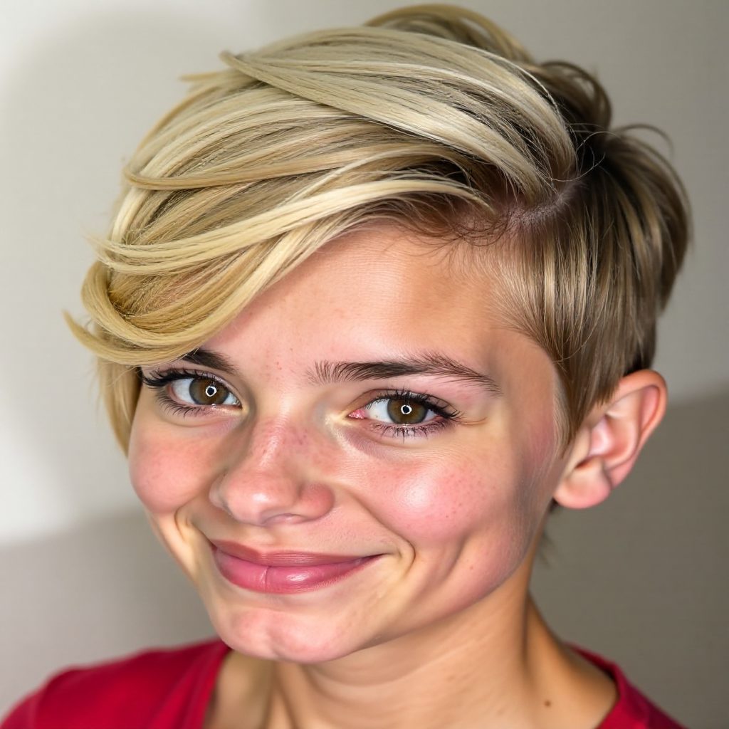 Spiky Cut with Long Side Swept Bangs