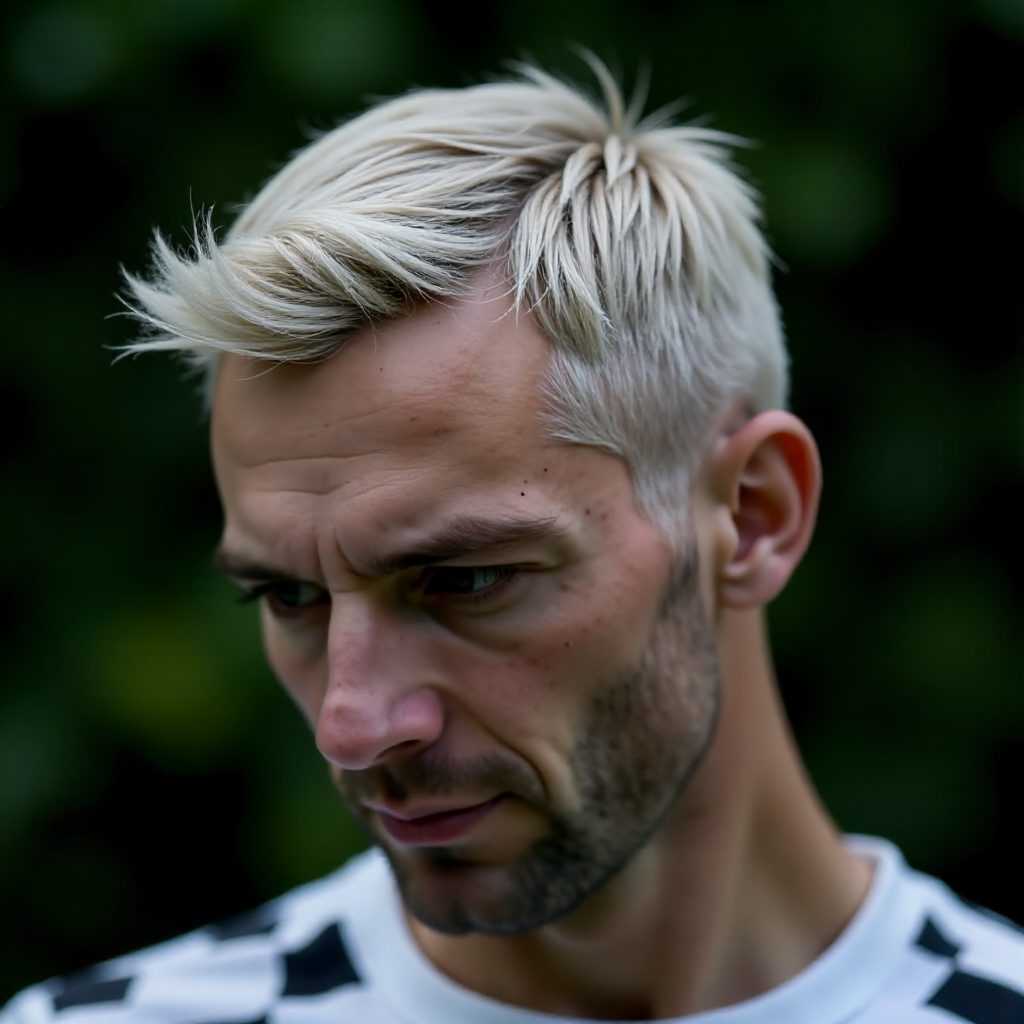 Stylish Bleached Comb Over for Diamond Shaped Face