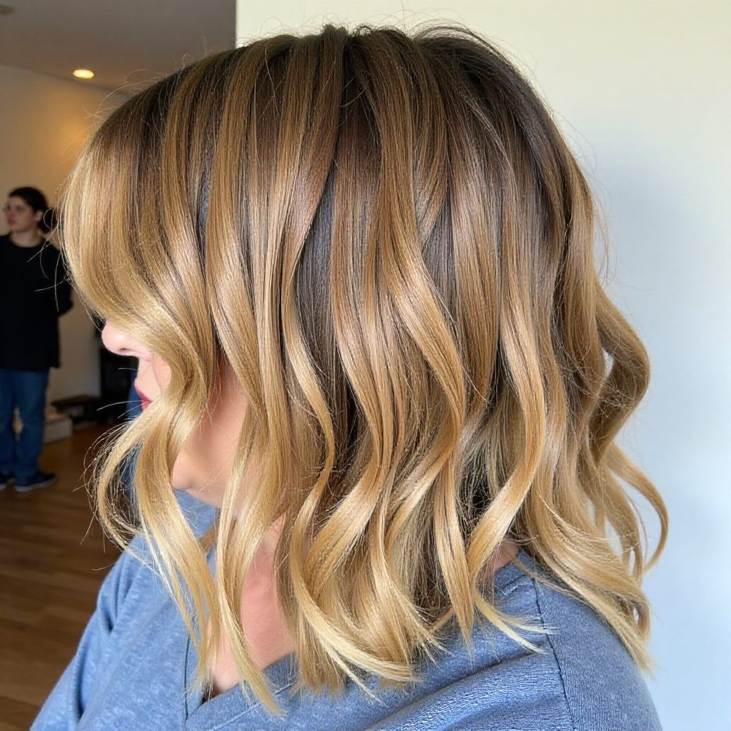 Lovely Haircut with Highlights for Wavy Hair