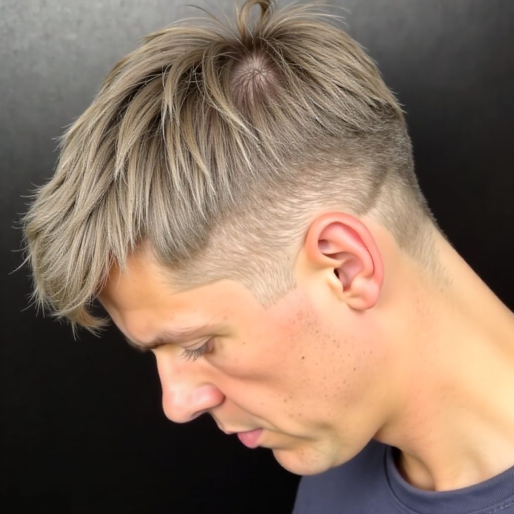 Flat Top Hairstyle with Angular Bangs