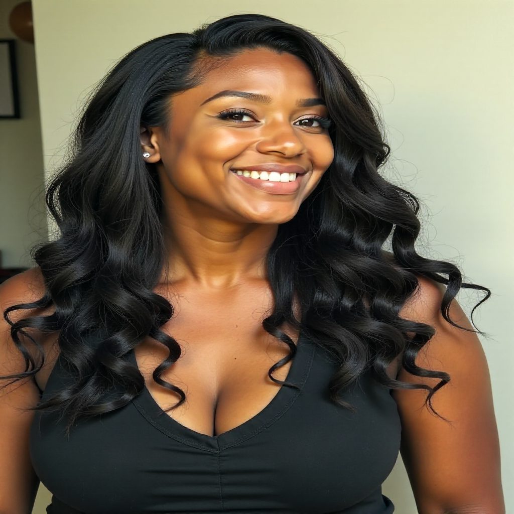 Curly Hairstyle with Cornrows on One Side