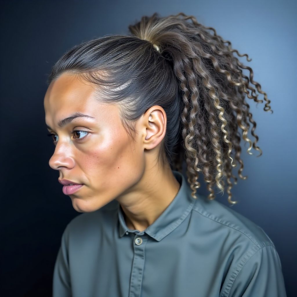Mohawk Braids into Curly Ponytail