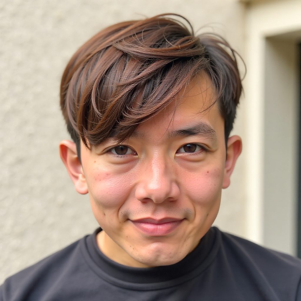 Men's Hairstyle with Long Fringe for Wavy Hair