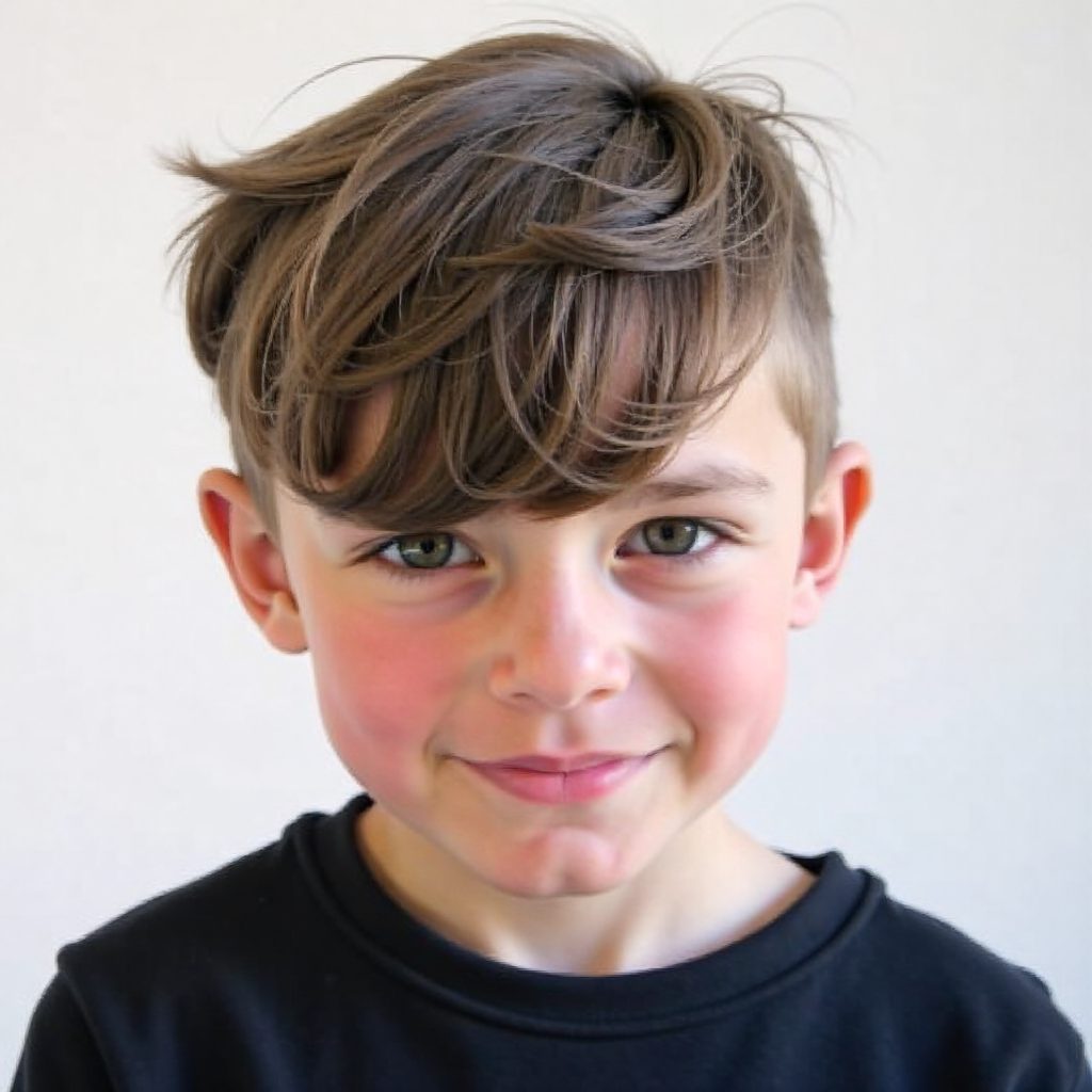 Short Sides and Messy Fringe Falling over Eyes Hairstyle