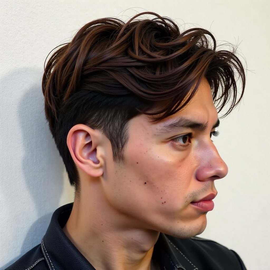 Curtain Hairstyle with Bangs Swept to the Sides