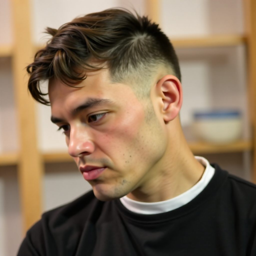 Medium Fade Undercut and Fringe Hairstyle