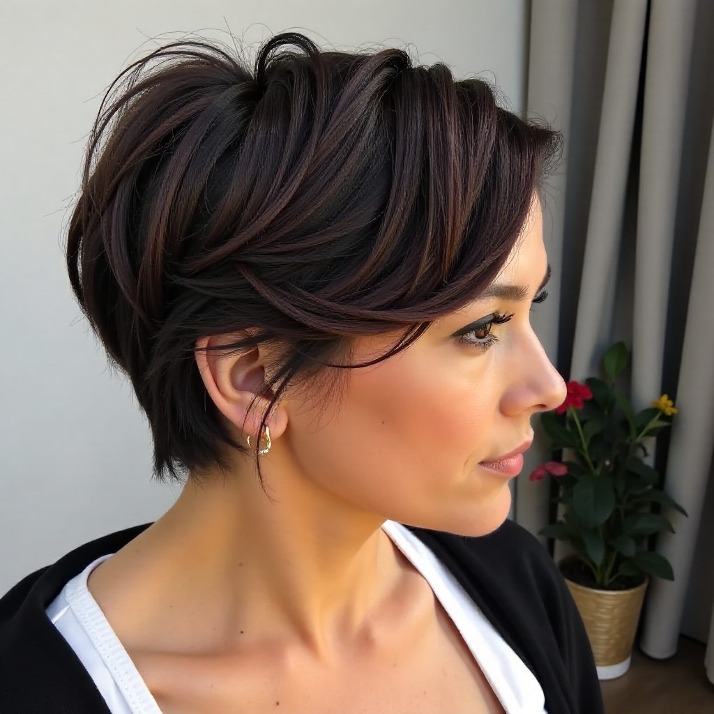 Textured Bixie Hairstyle with Tapered Nape