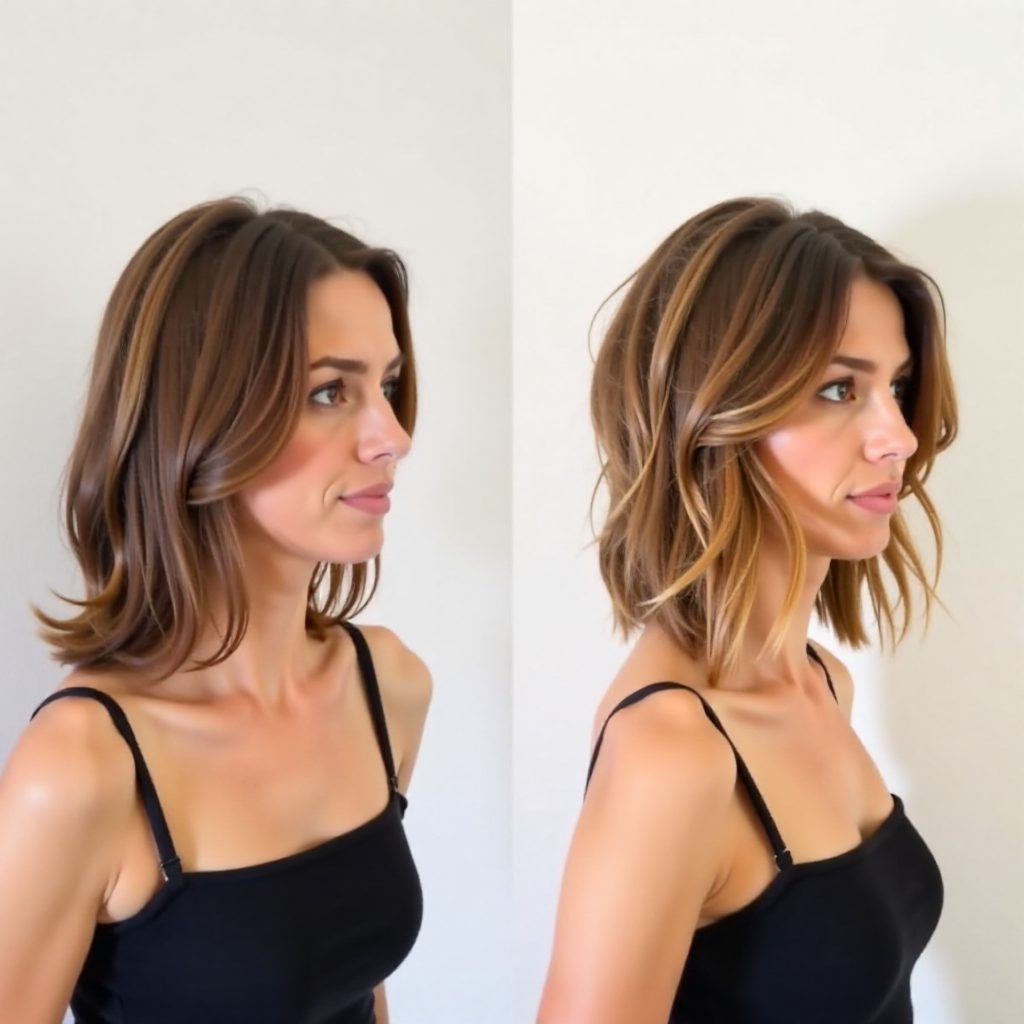 Tousled Copper Bob with Subtle Blonde Highlights