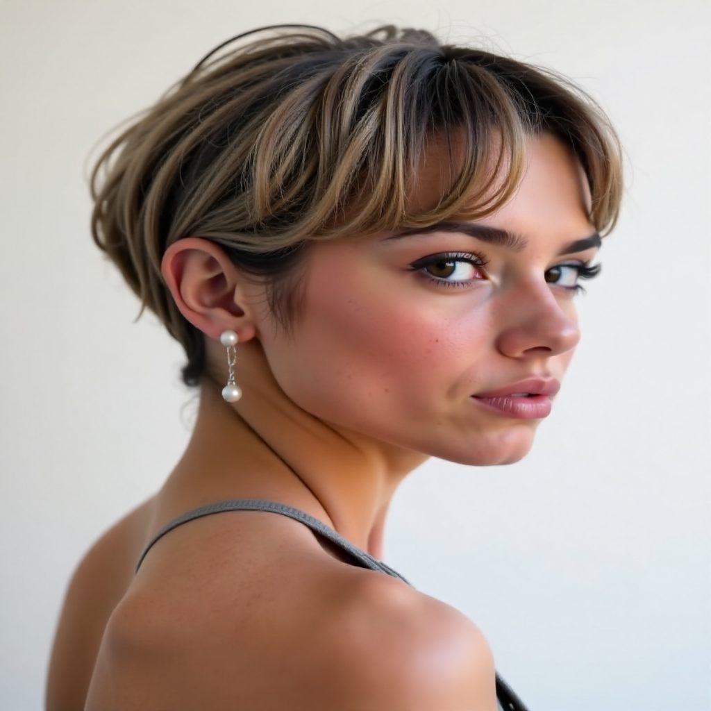 Short Undercut French Bob with Choppy Bangs