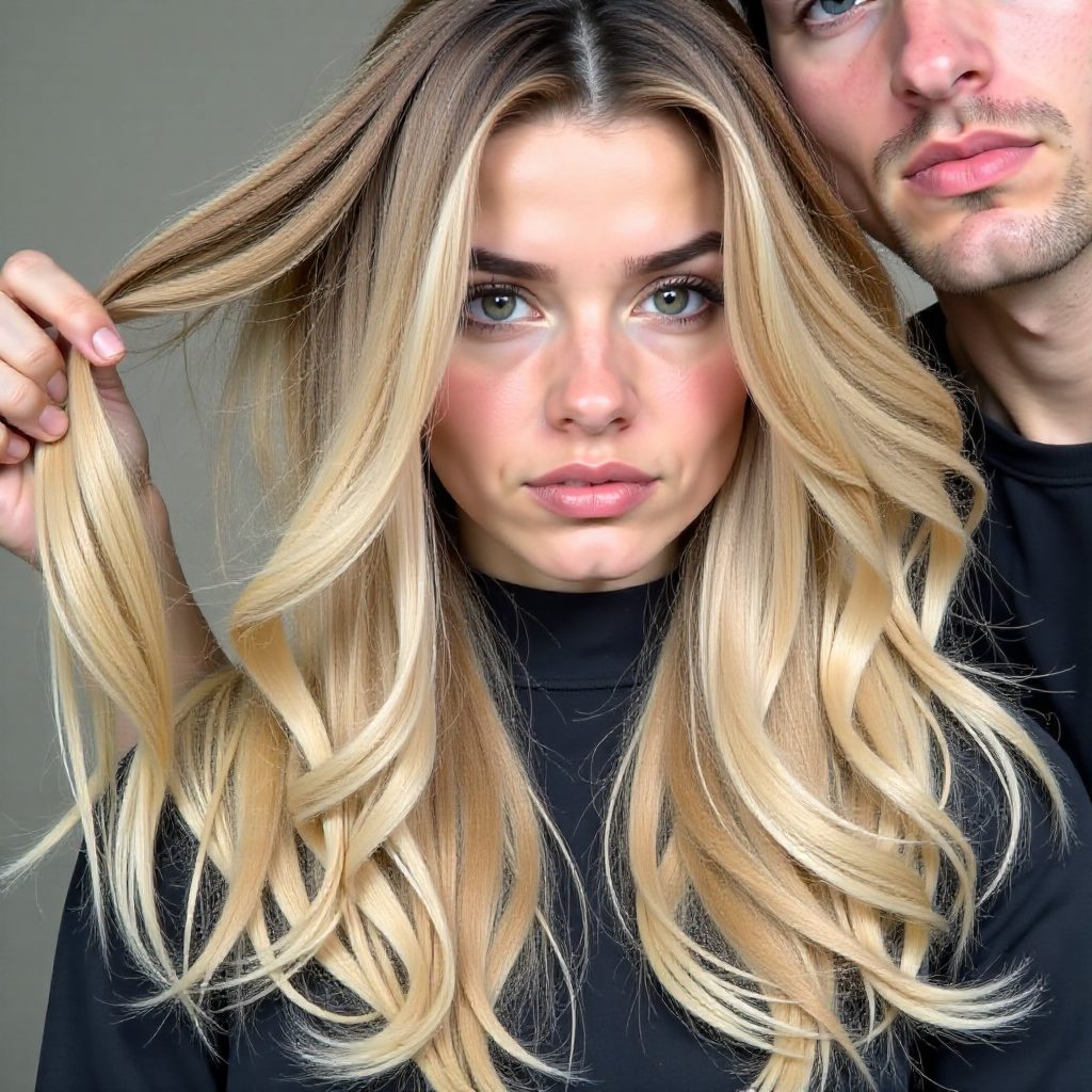 Long Feathered Layers and Blonde Balayage