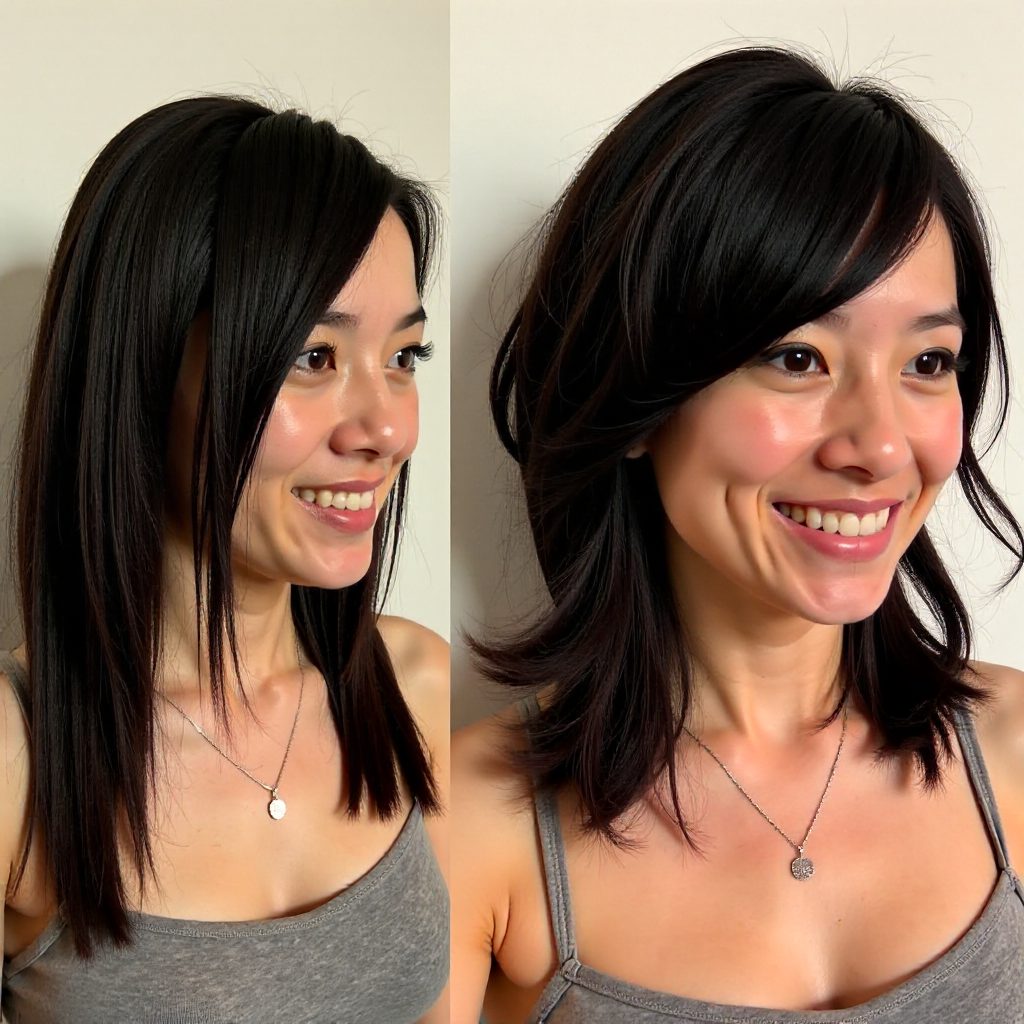 Shoulder Length Shag with Bangs for Super Thin Hair