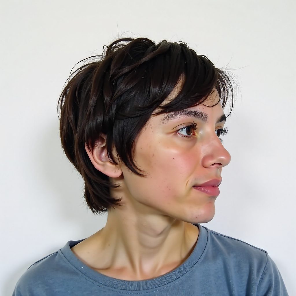 Bold Short Mullet for Thick Wavy Hair