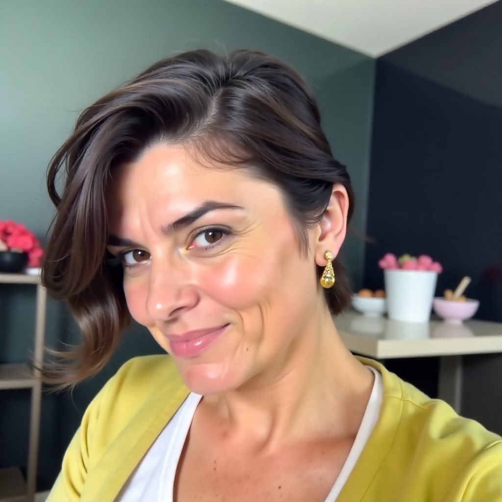 Voluminous Short Bob with Side Part