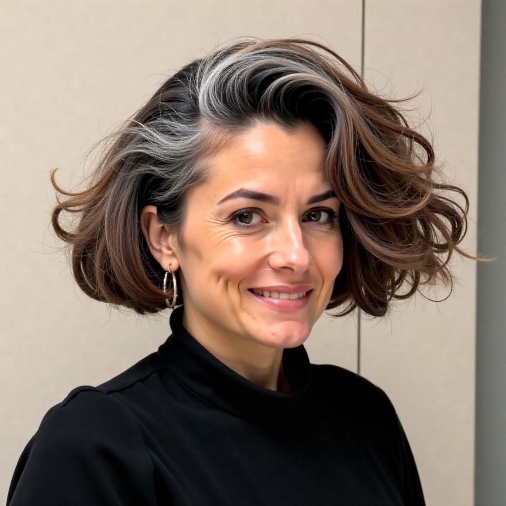 Flirty Side Flipped Bob for Thick Waves