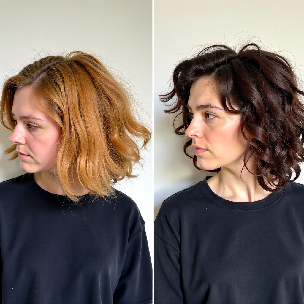 Fluffy Wavy Bob with Bangs