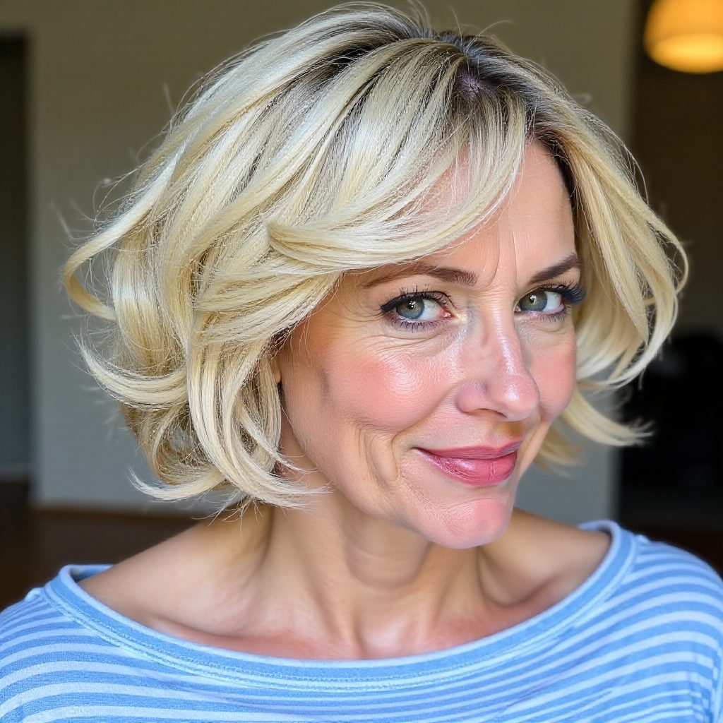 Blonde Bob with Darker Roots and Fringe