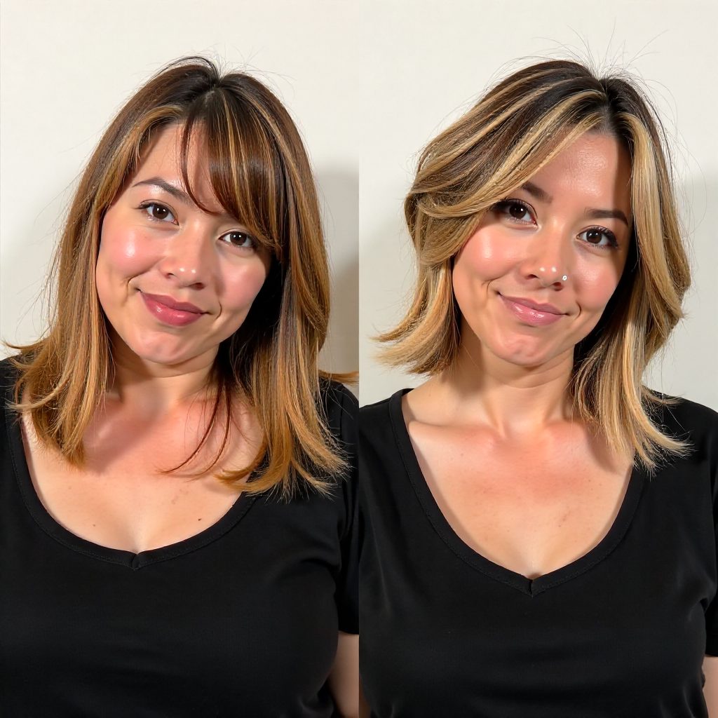 Mid Length Hair with Shaggy Bangs
