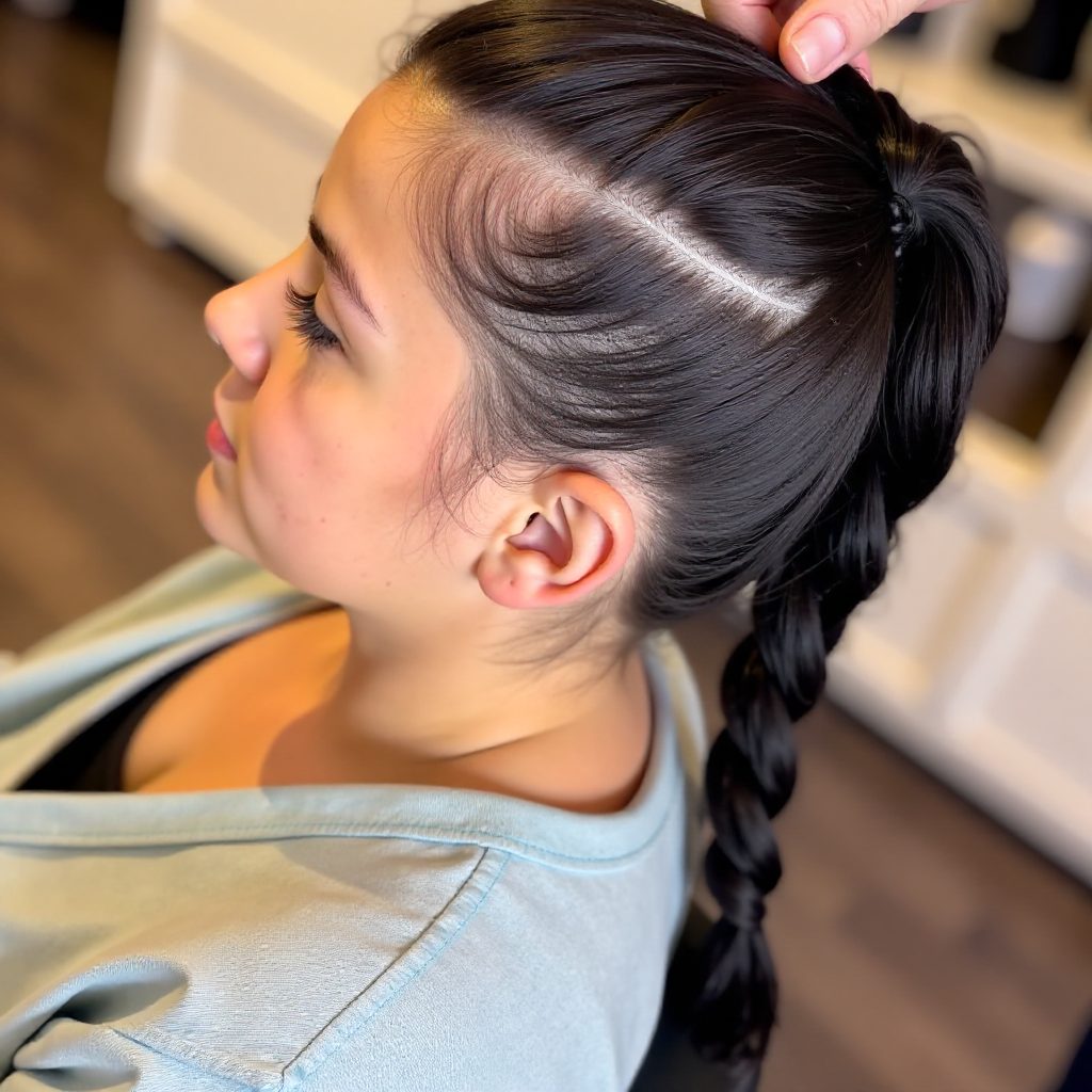 Mohawk Braid with Switch Braids on the Sides